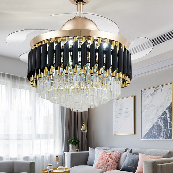 LED Frequency Conversion Fan Light Crystal Chandelier